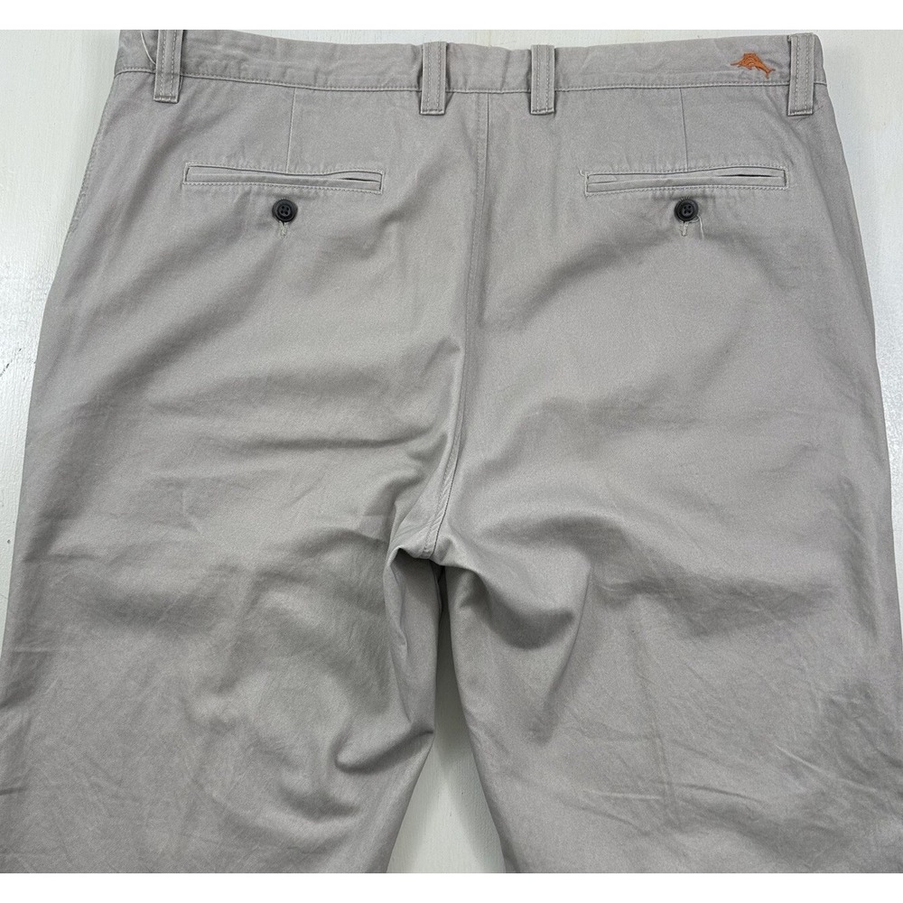 Tommy‎ Bahama Chino Pants Mens 38x32 Tan Gray Pima Cotton Twill Khaki Flat Front